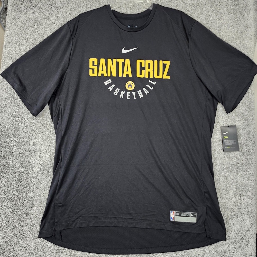Santa Cruz Warriors Shirt Mens 2XL Black NBA Basketball Nike Dri-FIT Tee